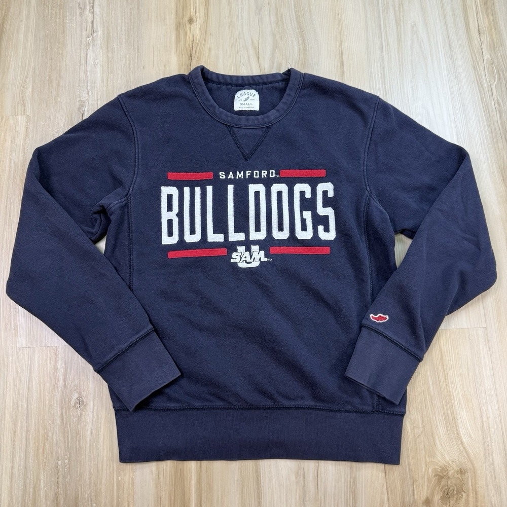 Samford University Bulldogs Spellout Crewneck Pullover Sweatshirt Navy Mens Sz S